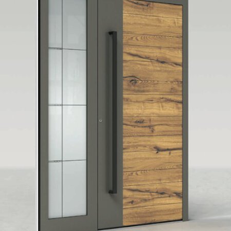 Haustüren mit schwarzem Griff bei STIX